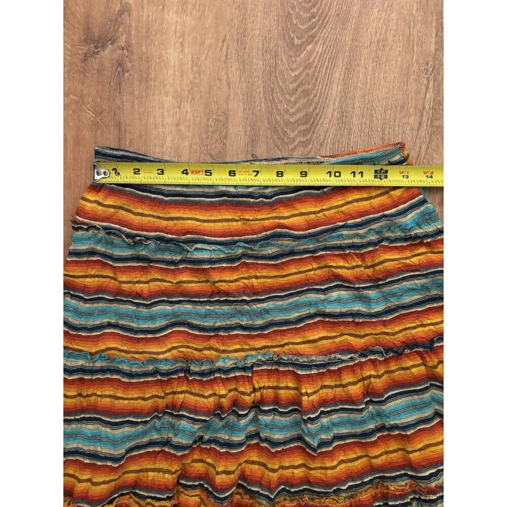 Boho Festival Shameless Sunset Multicolor Knee Length Knit Acrylic Skirt, Size S